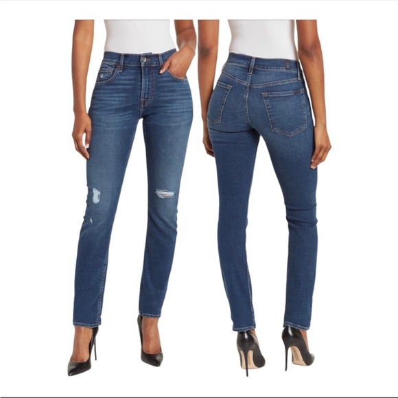 7 For All Mankind Denim - 7 for all mankind Womens Paxtyn Skinny Jeans Size 29 Distressed